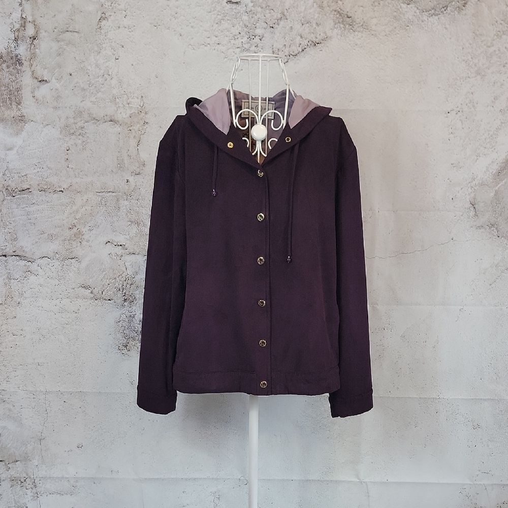 St. John Sport Jacket Marie Gray Chateau Faux Suede - Plum Purple Womens Size S